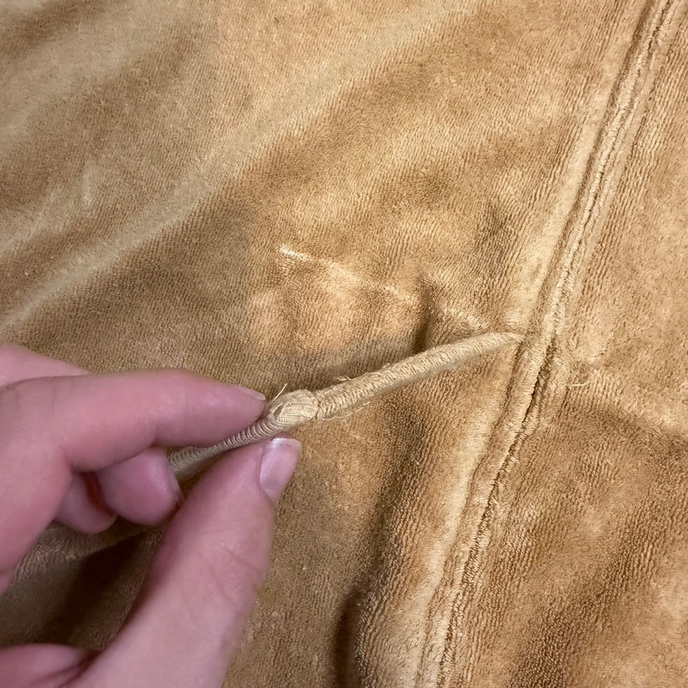 Juicy Couture Vintage Velour Zip Up Hoodie Tan Camel J Pull Y2K Made in USA L - Picture 5 of 6